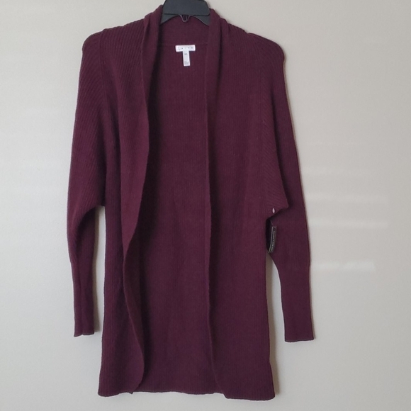 NWT Leith Dolman Sleeve long Cardigan in Wine  knit sweater sz XXS - Picture 2 of 6